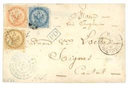 GABON : 1870 AIGLE 10c Pd+ 20c Pd + 40c Obl. Losange GAB En Bleu + COTE D'OR ET GABON GABON Bleu Sur Enveloppe Pour La F - Andere & Zonder Classificatie