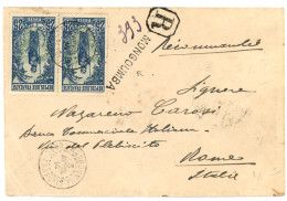 CONGO - MONGOUMBA : 1914 25c (x2) Obl. MONGOUMBA CONGO FRANCAIS Sur Lettre RECOMMANDEE Avec Griffe De RECOMMANDATION Pro - Andere & Zonder Classificatie