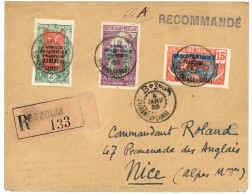 CONGO - OUBANGHI - BOZOUM : 1935 15c + 35c + 2F Obl. Cachet échoppé Avec "BOZOUM" Manuscrit Sur Lettre RECOMMANDEE Pour  - Otros & Sin Clasificación