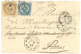 CCN2 - TAY-NINH : 1872 AIGLE 10c + 20c Obl. CCN2 + CORR. D'ARM. TAY NINH Sur Enveloppe Pour PARIS. RARE. TB. - Sonstige & Ohne Zuordnung