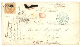 CCN4 - BARIA + Paquebot ERYMANTHE : 1864 40c AIGLE Obl. CCN4 + CORR. D' ARM. BARIA Sur Enveloppe (double Port Tarif Mili - Autres & Non Classés