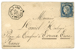 1877 25c CERES (pd) Obl. CORR. D'ARM. CHAUDOC Sur Enveloppe Avec Texte Complet Pour La FRANCE. Superbe. - Sonstige & Ohne Zuordnung