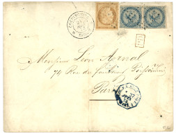 Delcampe - 1873 Paire 20c AIGLE + 10c CERES (n°11) TTB Margé Obl. CCH + COCHINCHINE SAIGON Sur Enveloppe Pour PARIS. Combinaison Ra - Autres & Non Classés