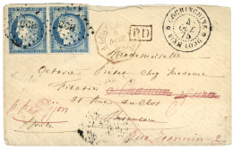 1875 CG 25c CERES (x2) TB Margés Obl. CCH + COCHINCHINE VINH-LONG Sur Enveloppe Pour La FRANCE. TTB. - Autres & Non Classés