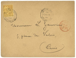 1888 CG 25c Obl. Cachet Télégraphique SAIGON-PORT COCHINCHINE Sur Enveloppe Pour PARIS. TTB. - Other & Unclassified