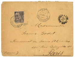 1890 CG 25c Obl. Cachet Télégraphisue TRAON COCHINCHINE Sur Enveloppe Pour PARIS. RARETE. Superbe. - Other & Unclassified