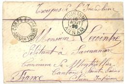 Delcampe - ANNAM : 1890 TOURANNE ANNAM + CORPS EXPre ANNAM-TONKIN évidé Sur Lettre Pour La FRANCE. Verso, SAIGON COCHINCH. CORPS EX - Sonstige & Ohne Zuordnung