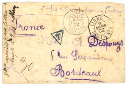 TONKIN : 1902 LUCNAM TONKIN + LIGNE T PAQ. FR. N°3 (rare) Sur Lettre Pour PARIS.  Superbe. - Autres & Non Classés