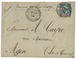 CAMBODGE : 1898 15c Groupe Obl. CORPS EXPEDre CAMBODGE Sur Enveloppe Pour La FRANCE. RARISSIME Sur Timbre. Superbe. - Otros & Sin Clasificación