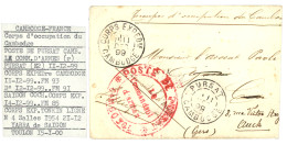 CAMBODGE : 1899 CORPS EXPEDre CAMBODGE + PURSAT CAMBODGE + POSTE De PURSAT Rouge (rare) Sur Enveloppe(pd) Pour La FRANCE - Sonstige & Ohne Zuordnung