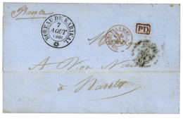 INDE : 1861 Rare Cachet à Feuron" BUREAU DE KARIKAL + PD (Port Payé En Numéraire) Sur Lettre Avec Texte Pour La FRANCE.  - Sonstige & Ohne Zuordnung