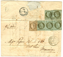 "Utilisation Du 1c CERES à PONDICHERY" : 1878 CG 1c CERES Bande De 3 + Paire (pd) + 30c CERES Obl. INDE PONDICHERY Sur L - Autres & Non Classés