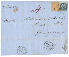 MARTINIQUE - British PACKET AGENT  : 1866 AIGLE 20c + 40c + Taxe Anglaise 4 Sur Lettre Pour LA GUADELOUPE. Verso, Superb - Otros & Sin Clasificación