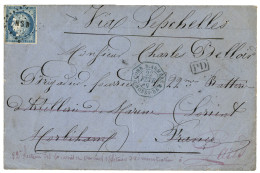 Delcampe - NOSSI-BE : 1875 CG 25c CERES Obl. NSB + CORR. D' ARMEES NOSSI-BE + "VIA SEYCHELLES" Manuscrit Sur Lettre Pour La FRANCE. - Autres & Non Classés