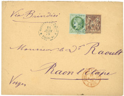 NOSSI-BE : 1879 CG 5c CERES + 20c SAGE Brun Obl. MAYOTTE ET DEP. NOSSI-BE Sur Enveloppe Pour La FRANCE. Tarif VOIE De ME - Autres & Non Classés