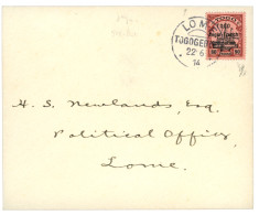 TOGO - Anglo-French OCCUPATION : 1914 80pf (n°40) Obl. LOME TOGOGEBIET Sur Lettre (GOVERNOR GOLD COAST Verso) Pour "POLI - Other & Unclassified