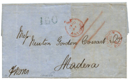 ANTIGUA - Destination MADEIRA : 1861 Crown Circle PAID AT ANTIGUA + "160" Portuguese Tax Marking On Entire Letter To MAD - Andere & Zonder Classificatie