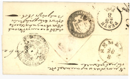 SERBIA - DISINFECTED Mail : 1856 BELGRAD /25.AUG. + Tax Marking On Entire Letter To PEST. Verso, Extremely Scarce Negati - Servië