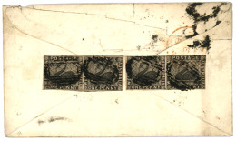 WESTERN AUSTRALIA : 1854 1d Black (SG 1) 2 Pair Canc. Mute Ovals Of Bars On Reverse Of Envelope (tear) From PERTH To ENG - Sonstige & Ohne Zuordnung