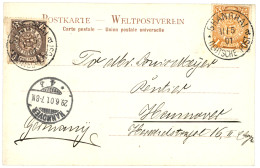 CHINA : 1901 CHINA 1/2c + 1c Canc. SHANGHAI DEUTSCHE POST On Card To GERMANY. Superb. - Other & Unclassified