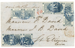 SHANGHAI - BRITISH P.O. : 1873 HONG-KONG 4s (x9) Canc. S1 In Blue Pn Entire To FRANCE. Verso, SHANGHAE In Blue + HONG-KO - Andere & Zonder Classificatie