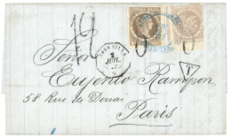 COLOMBIA : 1877 5c (fault) + 10c Canc. HONDA + French Cds SAVANILLA + 12 Tax Marking On Cover To FRANCE. Vf. - Colombie