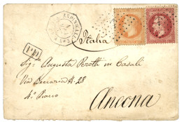 COLOMBIA - ASPINWALL French Packet : 1873 FRANCE 40c + 80c Canc. ANCHOR + ASPINWALL PAQ. FR. A N°3 On Envelope To ANCONA - Kolumbien