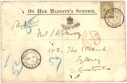 FALKLAND To AUSTRALIA : 1889 One SHILLING Corner Margins Canc. FALKLAND ISLANDS On REGISTERED Envelope To SYDNEY (AUSTRA - Islas Malvinas