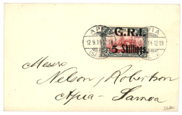 SAMOA - BRITISH OCCUPATION : 1914 G.R.I 5 SHILLING On 5 Mark (n°13) Canc. APIA On Local Envelope. RARE. Signed SCHELLER  - Samoa