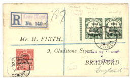 TOGO - ANGLO-FRENCH OCCUPATION : 1916 Pair One Penny On 5pf (1 Copy With Small Y) + GOLD COAST 1d On REGISTERED Envelope - Togo