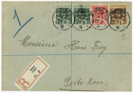 TOGO - NOEPE : 1915 1/2d (x2) + 1d + 3 1/2d Canc. NOEPE TOGO On REGISTERED Envelope (reduced At Base) To PORTO-NOVO (DAH - Togo