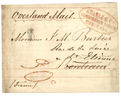 HONG-KONG : Forwarding Agent Red Cachet SUAREZ & Co COMMISSION AGENTS HONG-KONG + OVERLAND MAIL + Extremely Scarce 30c T - Sonstige & Ohne Zuordnung