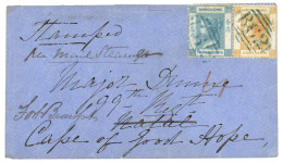 HONG-KONG To CAPE OF GOOD HOPE : 1865 8c + 12c Canc. B62 + HONG-KONG (verso) On Envelope To NATAL Redirected To CAPE OF  - Otros & Sin Clasificación