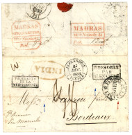 INDIA : 1838 Boxed INDES ORIENT. PAR ALEXANDRIE + ALEXANDRIE (EGYPTE) + PURIFIE AU LAZARET / MALTE + PAQUEBOT DE LA MEDI - Other & Unclassified