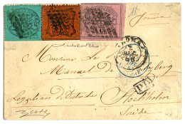 PAPAL STATES To SWEDEN : 1868 80c With Superb Margins ( 8 Filetti ) + 10c + 5c Canc. On Small Envelope From ROMA To STOC - Stato Pontificio