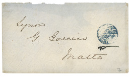 LIBYA : Negative Intaglio Seal In  Blue MAHSUSA TRABLUS GARB AGANTI (TRIPOLI) On Envelope To MALTA. Only Kwown Letter To - Libia