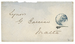 LIBYA : Negative Intaglio Seal In  Blue MAHSUSA TRABLUS GARB AGANTI (TRIPOLI) On Envelope To MALTA. Only Kwown Letter To - Libya