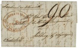 ZEE BRIEF SERANG : 1857  ONGEFRANKEERD / ZEE BRIEF / SERANG Red  + "LANDMAIL Via MARSEILLE" On Entire Letter To NETHERLA - Netherlands Indies