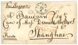 "BATAVIA To SHANGHAI (CHINA)" : 1859 BATAVIA/ FRANCO + Boxed INDIA PAID + "8" Red Tax Marking On Envelope To SHANGHAE (C - Niederländisch-Indien