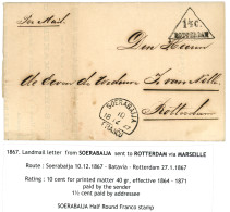 "PRINTED MATTER Rate" : 1867 SOERABAIJA FRANCO + Tax Making 1 1/2c / ROTTERDAM On Complete PRINTED MATTER To ROTTERDAM.  - Indie Olandesi