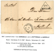 "PRINTED MATTER Rate" : 1867 SOERABAIJA FRANCO + Tax Making 1 1/2c / ROTTERDAM On Complete PRINTED MATTER To ROTTERDAM.  - Netherlands Indies