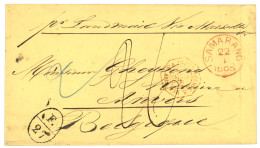 1868 SAMARANG In Red + Exchange Marking F./27 + "26" Tax Marking (double Rate) To ANVERS (BELGIQUE). Rare Combination. S - India Holandeses