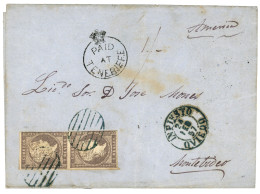 PAID AT TENERIFFE : 1857 SPAIN Pair 2R + INPIESTO OVIEDO + PAID AT TENERIFFE On Entire Letter To MONTEVIDEO (URUGUAY). R - Sonstige & Ohne Zuordnung