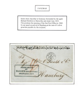 ZANZIBAR - PRECURSOR : 1850 MARSEILLE Cachet + Arabic Forwarding Endorsment In Manuscript + Boxed FORWARDED BY RABAUD BR - Zanzibar (...-1963)