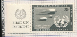 Stamp 3 Timbres UNITED NATIONS 1951. UNITED NATIONS Poste Aérienne  Dont  FDC - Sonstige & Ohne Zuordnung