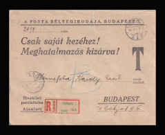 BUDAPEST 1947. Nice Registered Cover With Postage Due Stamps - Lettres & Documents