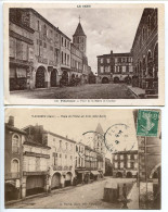 LOT 2 CP FLEURANCE Place De La Mairie Et Clocher (1946) & Place De L'Hôtel De Ville Côté Nord (1909) - Fleurance