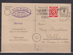 Britische Zone RPD Schwerin Ganzsache P 792II ZuF 917 In Lübeck 25.10.46 Verwendet, Bedarfsstück - Provisional Issues British Zone