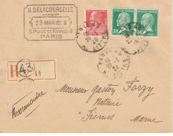 Tarifs Postaux France Du 09-08-1926 (46) Pasteur N° 174 30 C. X 2 +  Berthelot 90 C.  LR 1er 29-03-1928 - 1922-26 Pasteur