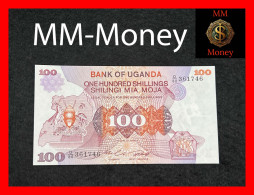 UGANDA  100 Shillings  1982  P. 19 B  *signature Governor - Deputy Governor*      UNC - Uganda